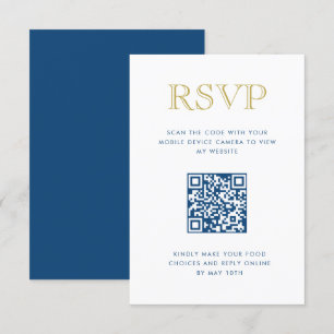 Eenvoudig elegante Gold Vertical QR Code RSVP Card Kaart