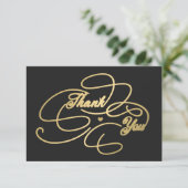 Eenvoudig elegante gouden script  bedankkaart (Staand voorkant)