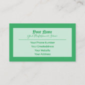 Eenvoudig elegante groene oude letters visitekaartje (Achterkant)