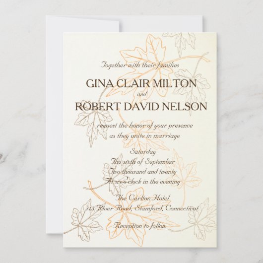 Eenvoudig elegante herfst laat overzichten zien di kaart (Voorkant)