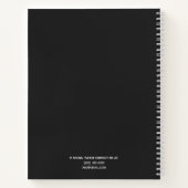 Eenvoudig elegante houtskool en wit, gepersonalise notitieboek (Achterkant)