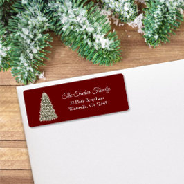 Eenvoudig elegante kerstboomfeest Uitnodiging rood Etiket