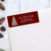 Eenvoudig elegante kerstboomfeest Uitnodiging rood Etiket