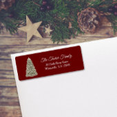 Eenvoudig elegante kerstboomfeest Uitnodiging rood Etiket