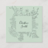 Eenvoudig elegante lichte Blauwgroen minimalistisc Vierkante Visitekaartje (Voorkant)