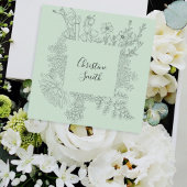 Eenvoudig elegante lichte Blauwgroen minimalistisc Vierkante Visitekaartje