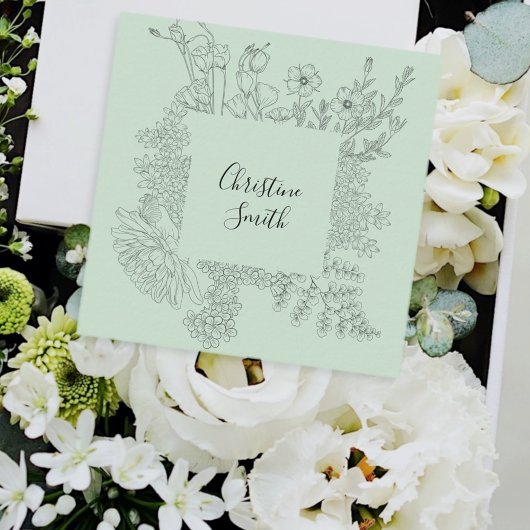 Eenvoudig elegante lichte Blauwgroen minimalistisc Vierkante Visitekaartje