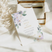 Eenvoudig elegante Lila Waterverf Floral Wedding Folie Uitnodiging