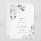 Eenvoudig elegante Lila Waterverf Floral Wedding Kaart (Voorkant)