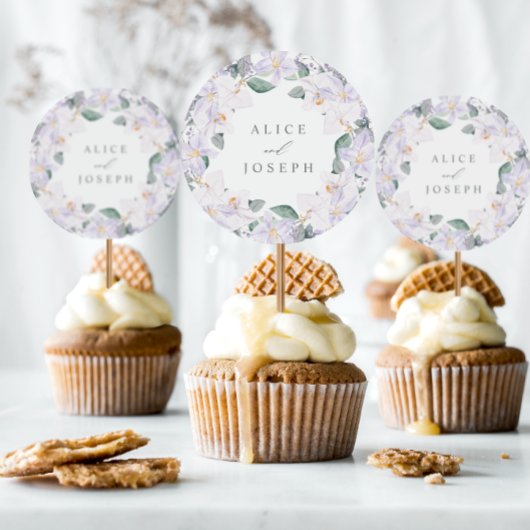 Eenvoudig elegante Lila Waterverf Floral Wedding Ronde Sticker