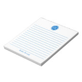 Eenvoudig elegante middelgrote blauwe gloed naam notitieblok (Linkerzijde)