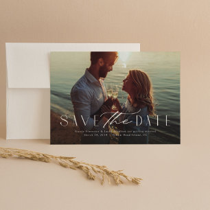 Eenvoudig elegante moderne een foto type save the date