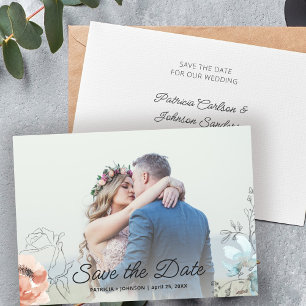Eenvoudig elegante moderne fotobruiloft save the date