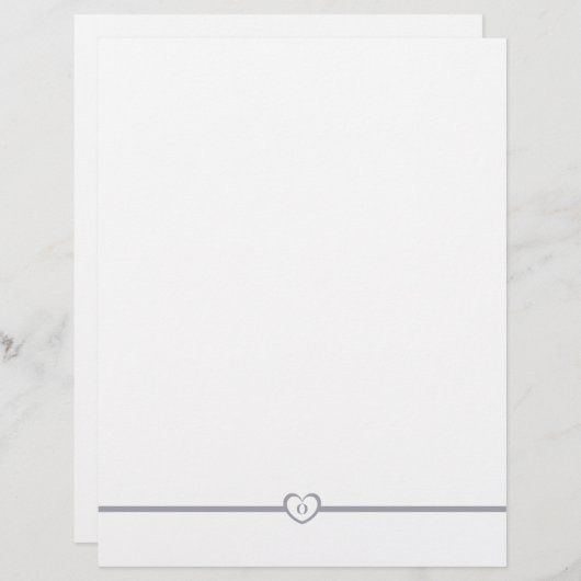 Eenvoudig elegante monogrammed Stationery - Zilver (Voorkant / Achterkant)