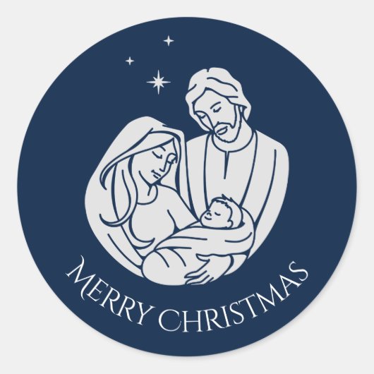 Eenvoudig elegante nativiteit, prettig kerstfeest ronde sticker (Voorkant)
