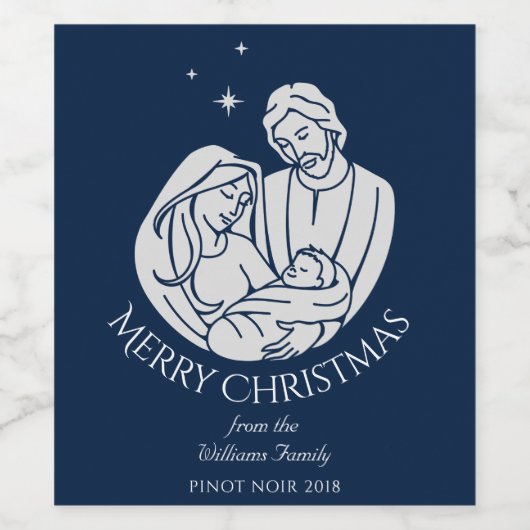 Eenvoudig elegante nativiteit, prettig kerstfeest wijn etiket (Enkel label)