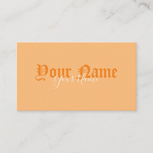 Eenvoudig elegante oranje oude letters visitekaartje (Voorkant)