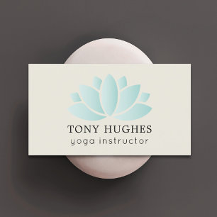 Eenvoudig Elegante Oude Witte Turkoois Lotus Icon  Visitekaartje