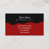 Eenvoudig elegante oude zwarte en bordeaux golven visitekaartje (Achterkant)