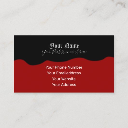 Eenvoudig elegante oude zwarte en bordeaux golven visitekaartje (Achterkant)