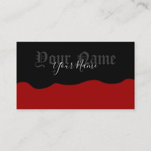 Eenvoudig elegante oude zwarte en bordeaux golven visitekaartje (Voorkant)