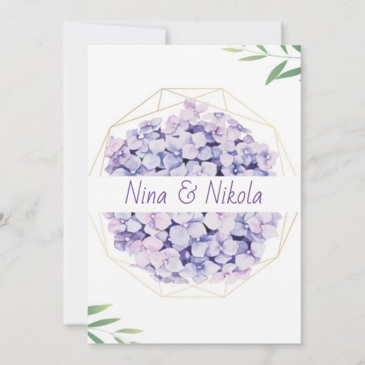 Eenvoudig elegante paarse bloemen ontwerp Uitnodig Kaart (Achterkant)