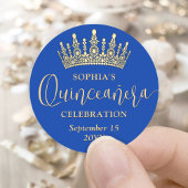 Eenvoudig Elegante Quinceañera Crown Royal Blauw & Ronde Sticker