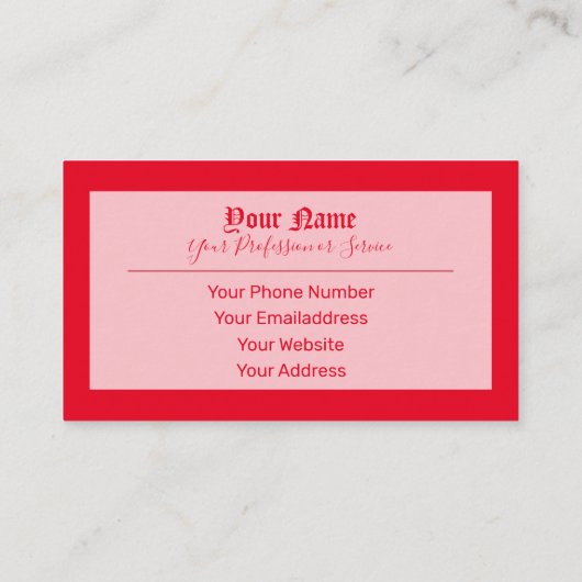 Eenvoudig elegante rode oude letters visitekaartje (Achterkant)