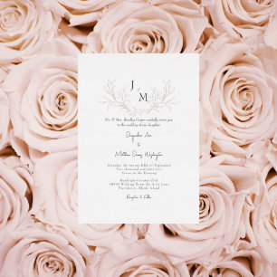 Eenvoudig Elegante Roze Gouden Blad Bruiloft Folie Uitnodiging