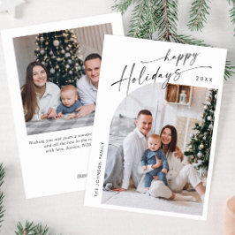 Eenvoudig elegante stijlvolle 2 FOTO-kerstgroet Feestdagenkaart