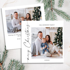 Eenvoudig elegante stijlvolle 2 FOTO-kerstgroet Feestdagenkaart