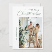 Eenvoudig elegante stijlvolle 4-FOTO kerstgroet Feestdagenkaart (Voorkant)