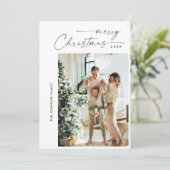 Eenvoudig elegante stijlvolle 4-FOTO kerstgroet Feestdagenkaart (Staand voorkant)