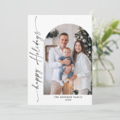 Eenvoudig elegante stijlvolle 4-FOTO kerstgroet Feestdagenkaart (Staand voorkant)