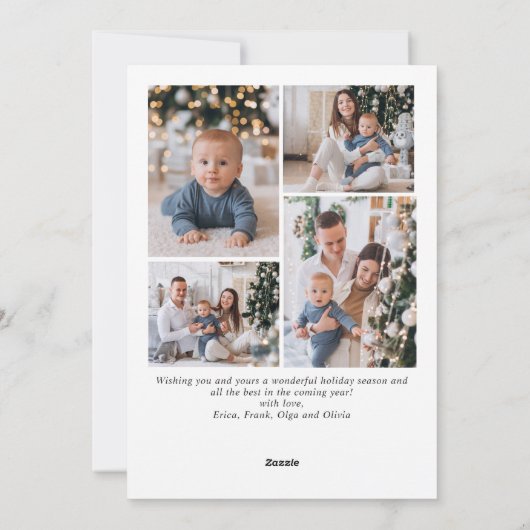 Eenvoudig Elegante Stijlvolle 5 FOTO Kerst Groet Feestdagenkaart (Achterkant)