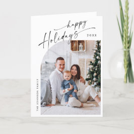 Eenvoudig elegante stijlvolle 5 FOTO-kerstgroet Feestdagen Kaart