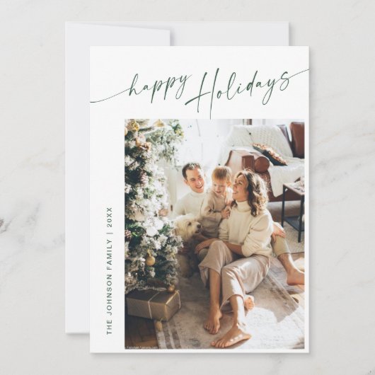 Eenvoudig elegante stijlvolle 5 FOTO-kerstgroet Feestdagenkaart (Voorkant)