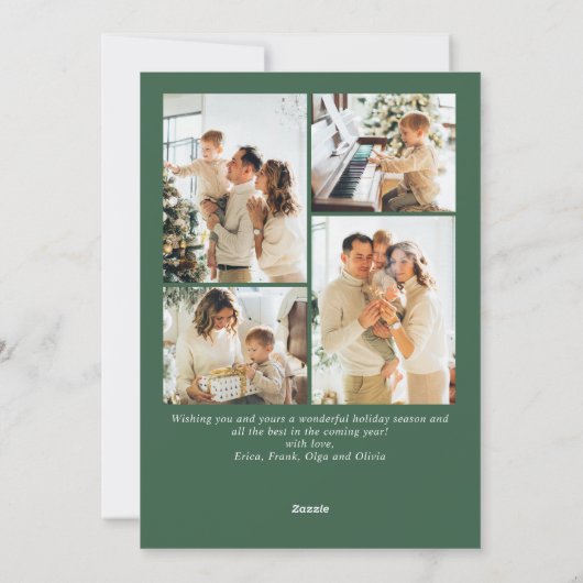Eenvoudig elegante stijlvolle 5 FOTO-kerstgroet Feestdagenkaart (Achterkant)