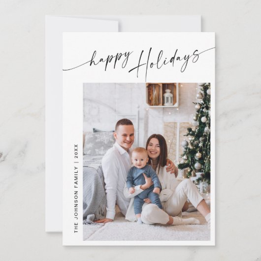 Eenvoudig elegante stijlvolle 5 FOTO-kerstgroet Feestdagenkaart (Voorkant)