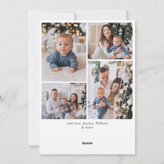 Eenvoudig elegante stijlvolle 5 FOTO-kerstgroet Feestdagenkaart (Achterkant)