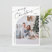 Eenvoudig elegante stijlvolle 5 FOTO-kerstgroet Feestdagenkaart (Staand voorkant)