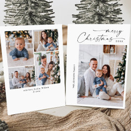 Eenvoudig elegante stijlvolle 5 FOTO-kerstgroet Feestdagenkaart