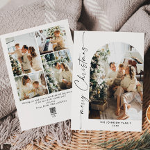 Eenvoudig elegante stijlvolle 5 FOTO-kerstgroet