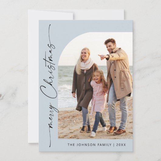 Eenvoudig Elegante Stijlvolle FOTO Kerst Groet Feestdagenkaart (Voorkant)