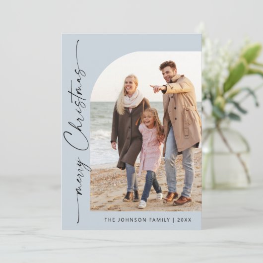 Eenvoudig Elegante Stijlvolle FOTO Kerst Groet Feestdagenkaart (Staand voorkant)