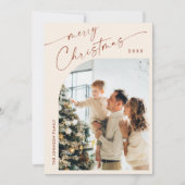 Eenvoudig elegante stijlvolle FOTO-kerstgroet Feestdagenkaart (Voorkant)