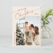 Eenvoudig elegante stijlvolle FOTO-kerstgroet Feestdagenkaart (Staand voorkant)