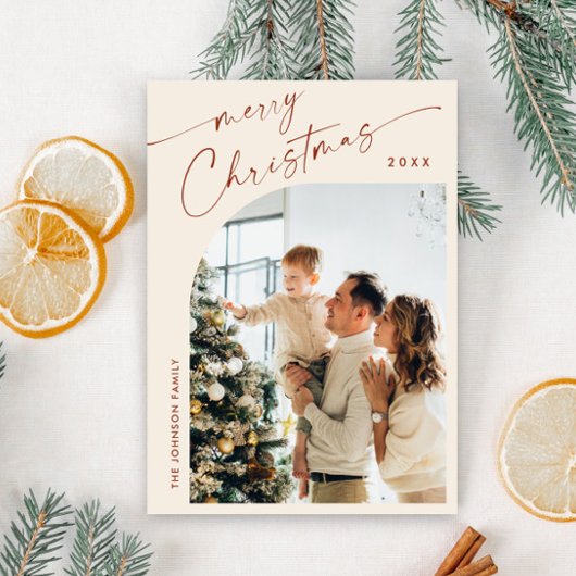 Eenvoudig elegante stijlvolle FOTO-kerstgroet Feestdagenkaart