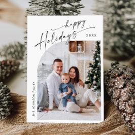 Eenvoudig elegante stijlvolle FOTO-kerstgroet Feestdagenkaart