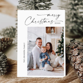 Eenvoudig elegante stijlvolle FOTO-kerstgroet Feestdagenkaart